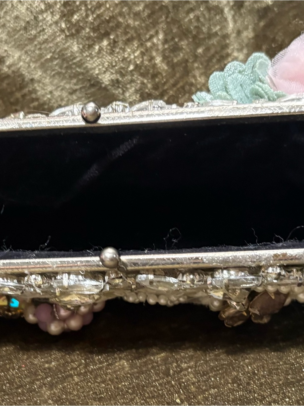 Embellished Floral Lace Clutch in Pink & Ivory - Picture 8 of 8